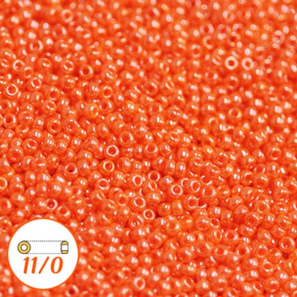 Miyuki seed beads 11/0, opaque lt orange luster, 10g orange