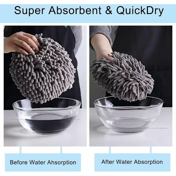 Hængende Håndklæde, Blødt og Plysset Mikrofiber Håndklæde, Super Absorberende Hurtigtørrende Håndklæder med Hængende Løkke til Køkken og Badeværelse (2 Stk.)