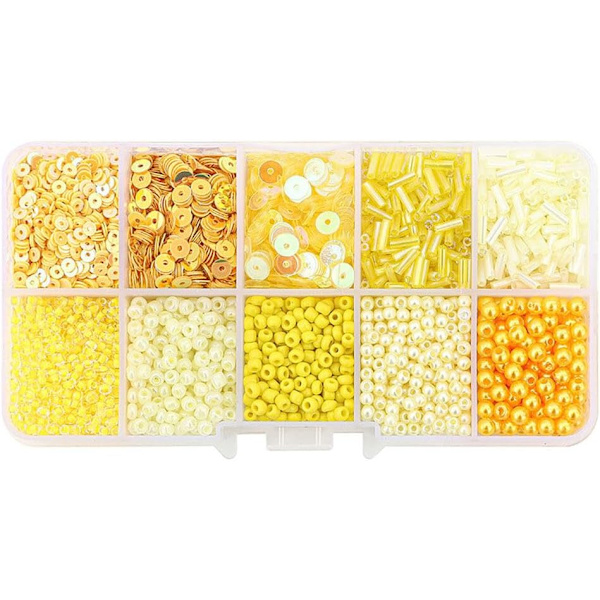 Färgglada minipärlor för armband - DIY Macaron Charm Kit YELLOW