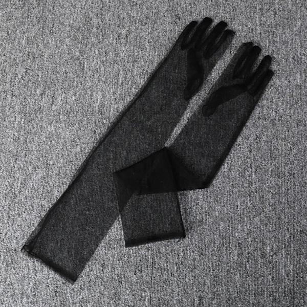 Lange transparente handsker Lange transparente handsker SORT sort black