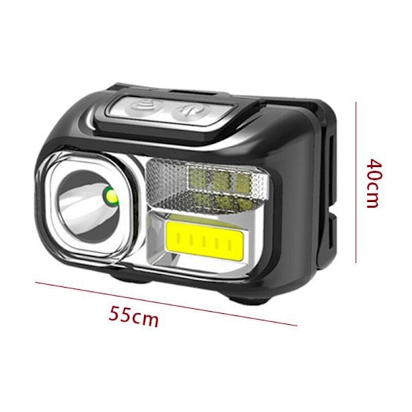 Kraftfull LED-pannlampa, Lång räckvidd, Portabel, USB-laddning med induktion för utomhuslöpning på natten, Fiske, DUBUNS