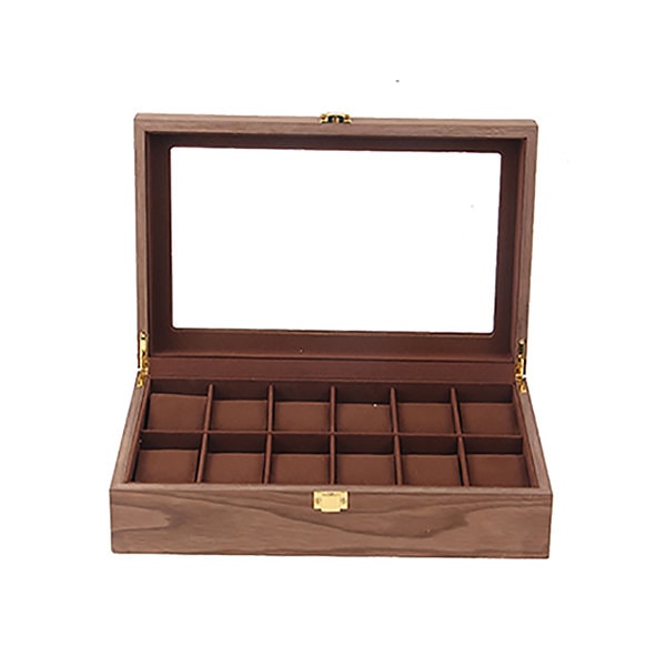 Klockbox 12 klockor Trä - VALNÖT Walnut Valnöt