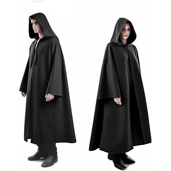 Halloween-dekorasjonsspiss A, middelalderrenessanse, munk med og snor, mannlige prester med kors for temafest halloween cosplay karneval og karneval Svart XL