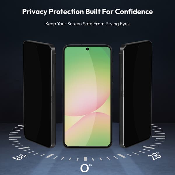 2-Pack Samsung A56 Privacy Screen Protector & 1-Pack Lens Protector - Tempered Glass | [Automatic Installation] - Bubble-Free
