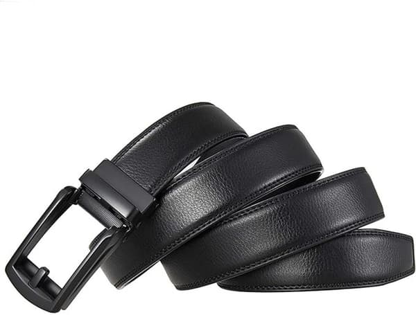 Herrelæderbælter 2-pak, justerbart automatisk spænde, 120 cm langt, 3,1 cm bredt, til jakkesæt, uniformer og jeans, sort og brun