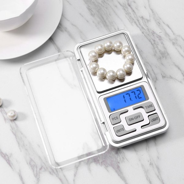 2-Pakning - Digital Vekt - Lommevekt / Kjøkkenvekt - Vekt - 0.01-200g Silver Silver