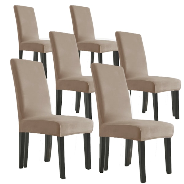 Fløyelsstoltrekk tykk solid farge stoltrekk elastisk fulldekkende stoltrekk restaurant hotell hjem spisebord stoltrekk Khaki six pack Standard high back 45-58cm