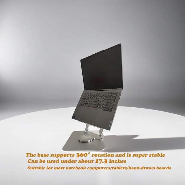 Sølv foldbart drejeligt laptopstativ – ergonomisk, højdejusterbart, til 10-17,3\" laptops