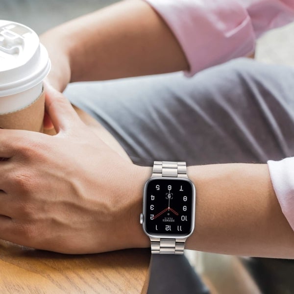 IC Kompatibel med Apple Watch-reim 42/44/45 mm, reim i rustfritt stål, Apple Watch Series 7/6/5/4/3/2, 38 mm 40 mm 41 mm svart