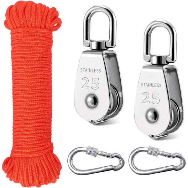 trissor, rostfritt stål trissa, vridbar trissa, lyfttrissor, enstaka trissa Orange-m25-2 M25-2