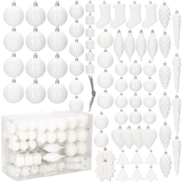SPRINGOS® 72 kpl Joulukuula Koristeet, Koristeet, Kartiot, Makeiset, Lahjat, Tähdet, Puu - Valkoinen Vit