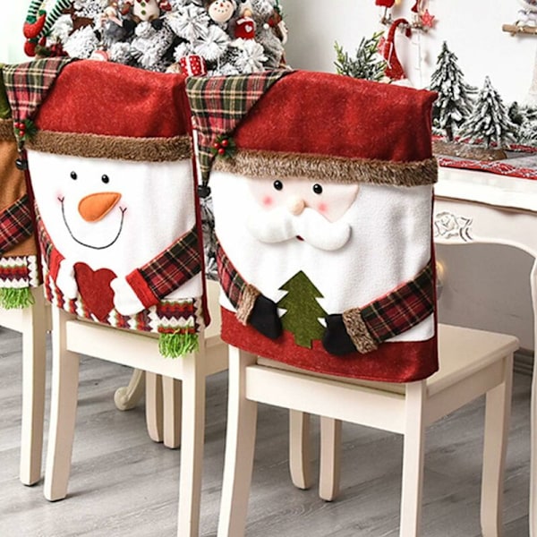 Julstolsöverdrag Juldekoration Snögubbe Hatt Jultomte Rekvisita Tillbehör för Restaurang Matsal Fest Födelsedag Bröllop (2 st) 5448cm