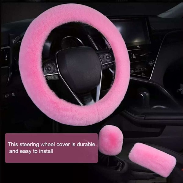 Delar Bilratt Skydd Halkfritt Elastiskt Rosa Plysch Universal Bilratt Skydd med Handbroms och Växelspaksskydd (38cm)