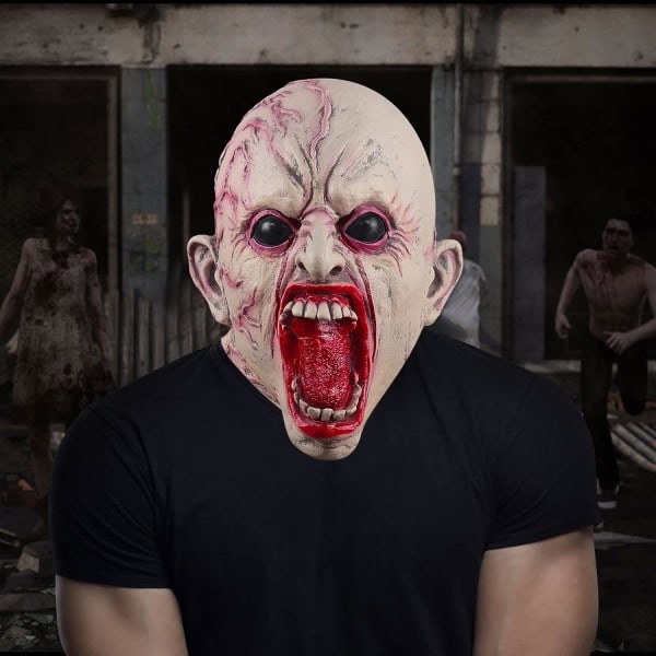 IC RONGbbppQ Halloween-pääkallonaamio, jossa on repeämä kaksoiskerros, Halloween-kauhunaamio Zz