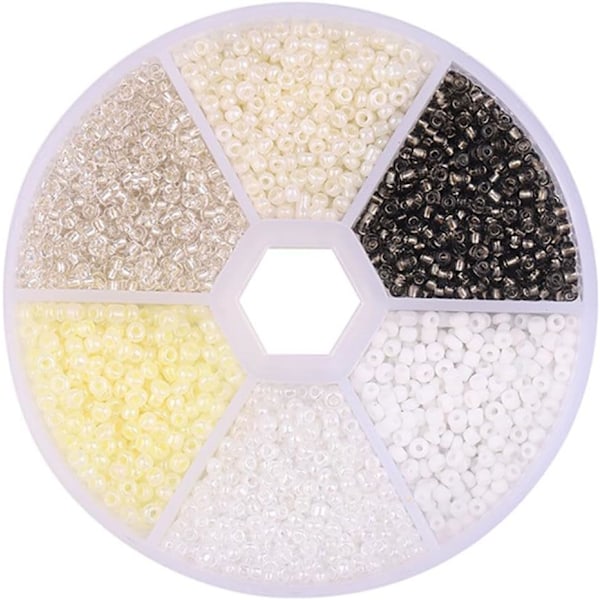 Blandade färgade glaspärlor - Mini Rocailles pärlset för DIY-hantverk White