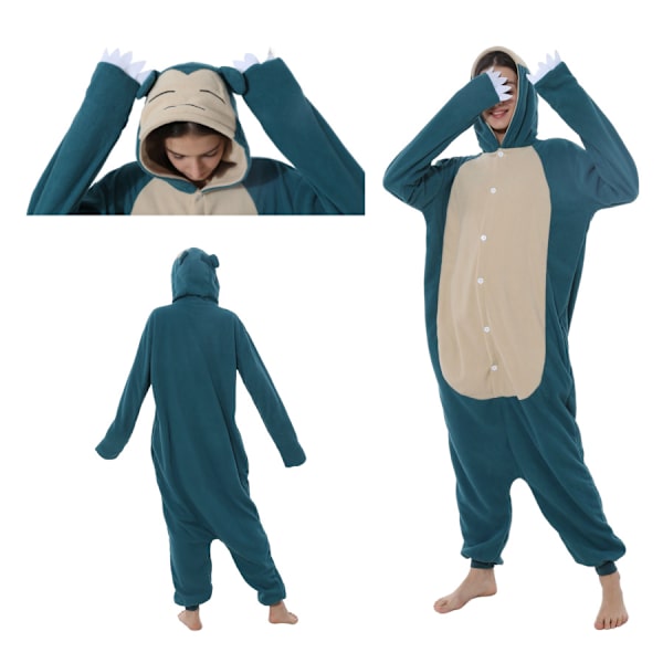 Polar Fleece Serie Halloween Tegneserie Dyr Onesie Pyjamas MJ51 Par Pyjamas Snorlax XL