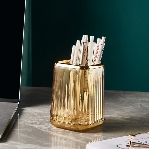 IC Makeup Organizers Desktop kosmetisk børste opbevaringsboks Case L Guld