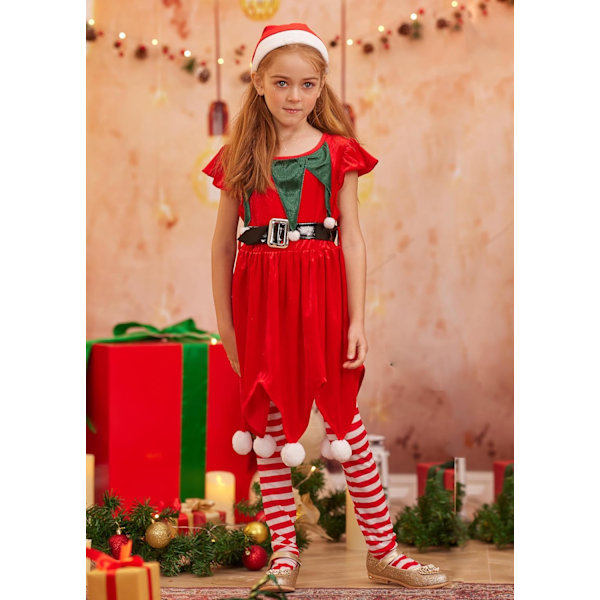 Julekostyme for gutter og jenter med hatt, julepyjamas for barn, julekjole for barn 3-8 år Röd älva 3-4 Jahre