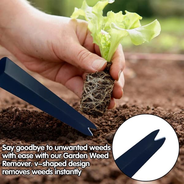 Manuell ugressfjerner, V-formet dyp rotfjerner med ergonomisk sklisikkert håndtak for hage- og gårdsarbeid, 34,5 x 5,3 cm