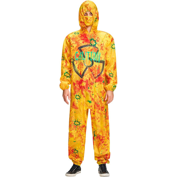 Herr Kontaminerad Zombie Kostym Vuxna Halloween Glow in the Dark Fancy Dress Outfit med Mask M