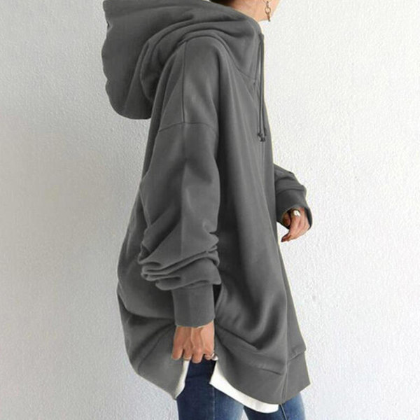 Syksyn ja talven naisten hip hop -tyyliin sopiva avoin vetoketjullinen huppari päivittäiseen työskentelyyn ja ostoksiin, Khaki Khaki 4XL