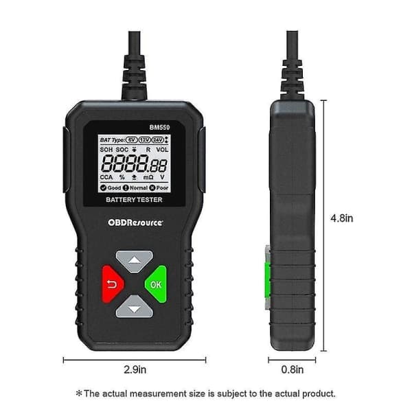 Bm550 Bilbatteritester 6v 12v 24v 100-2000 2ah-220ah Batterisystem Upptäck Auto Battery Analyzer -HG