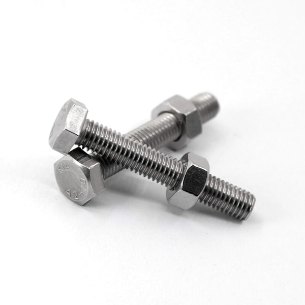 M8 x 50mm 10 stk 304 Rustfritt Stål Sekskant Hode Bolter Ytre Hjørne Sekskant Skrue, Sekskant Bolter og Muttere Sett