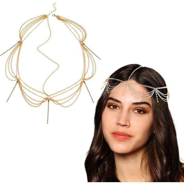 Boho kvast hårbånd, kvast kæde hårbånd, boho hårbånd hoved, damehovedbeklædning til festival tilbehør bryllup halloween e