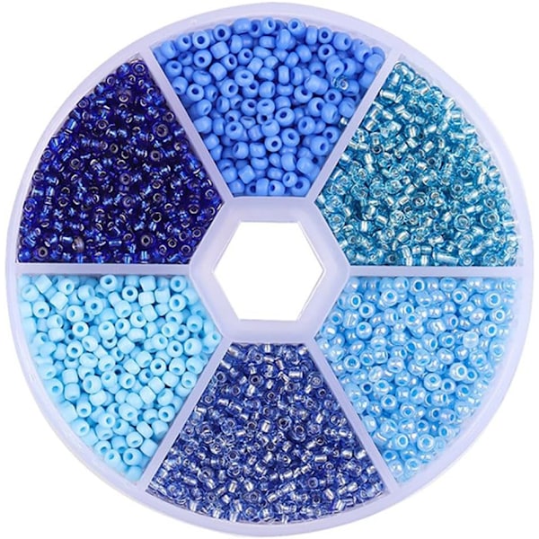 Blandade färgade glaspärlor - Mini Rocailles pärlset för DIY-hantverk blue