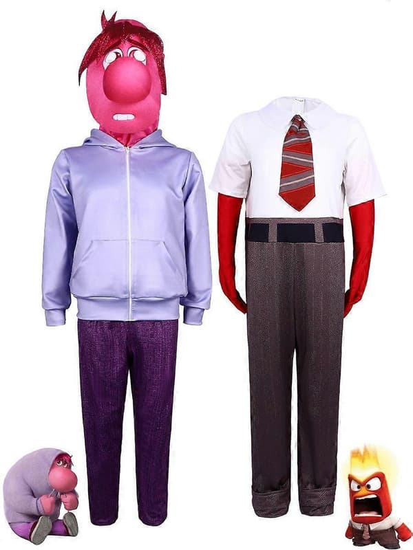 Inside Out 2 Cosplay -asu Naamiaiset Jumpsuit Body Set Anger 170