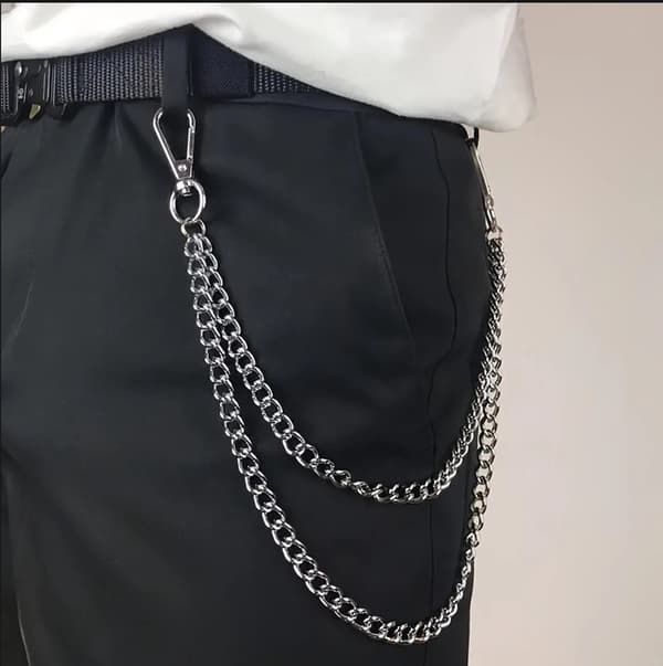 Sølvlegering Buksekæde Med Nøglering, Holdbart Letvægts Punk Rock Tilbehør Til Jeans, Biker Og Hip-Hop Stilarter, One Size