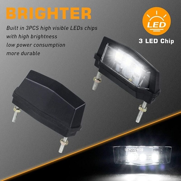 PC Motorsykkel Skiltlys, 12V Universelt Motorsykkel LED Baklys Skiltlampe, Hvitt Lys