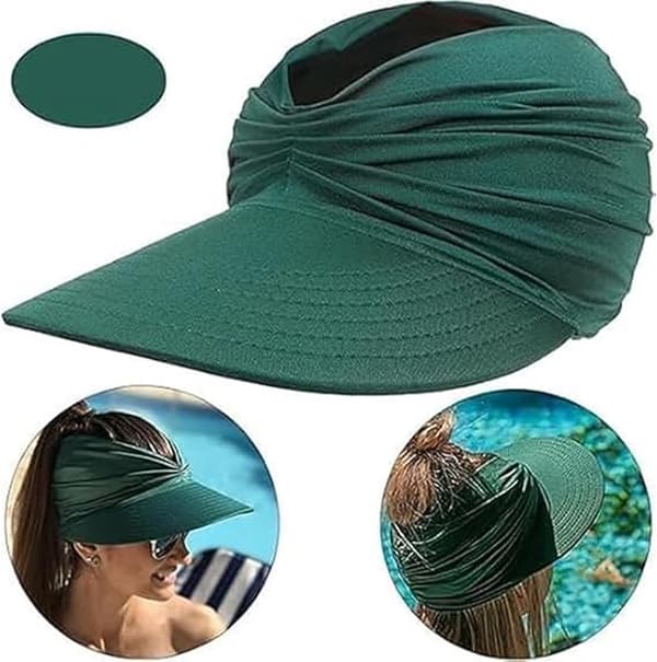 Solhatt for kvinner med bred brem, pustende bomullspolyester, lett sammenleggbar strandhatt for reise, hvit, én størrelse 56-60 cm