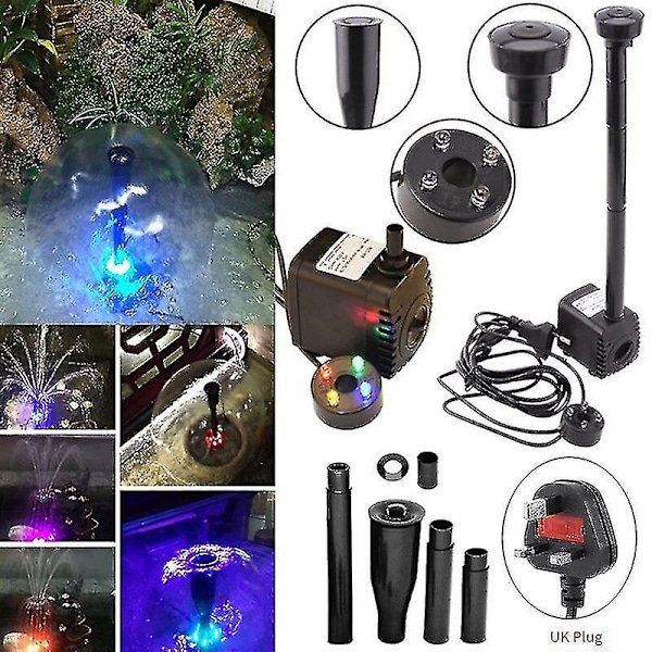 Sähköinen vesipumppu 600l/h 4 LED-valolla ulkoilma-altaaseen - Pieni suihkulähde