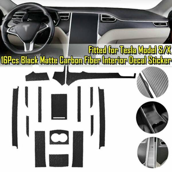 For Tesla Model X/s Karbonfiber Senterkonsoll Wrap Vinyl Klistremerke Trim Interiør Blankt Wrap Trim Dekal