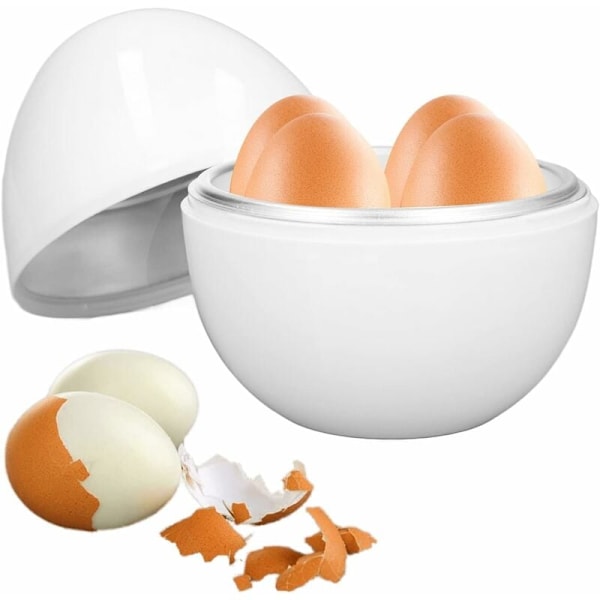 Eggekoker med plass til 4 egg, mikrobølgeovn, hardkokte egg, kompakt design, PP-materiale, eggdamper for hjemmebruk