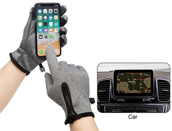 Touchscreen Vinterhandsker, Varme Vindtætte Nylon Med Silikonegreb, Unisex Til Cykling, Skiløb Og Udendørssport, Grå, Størrelse L