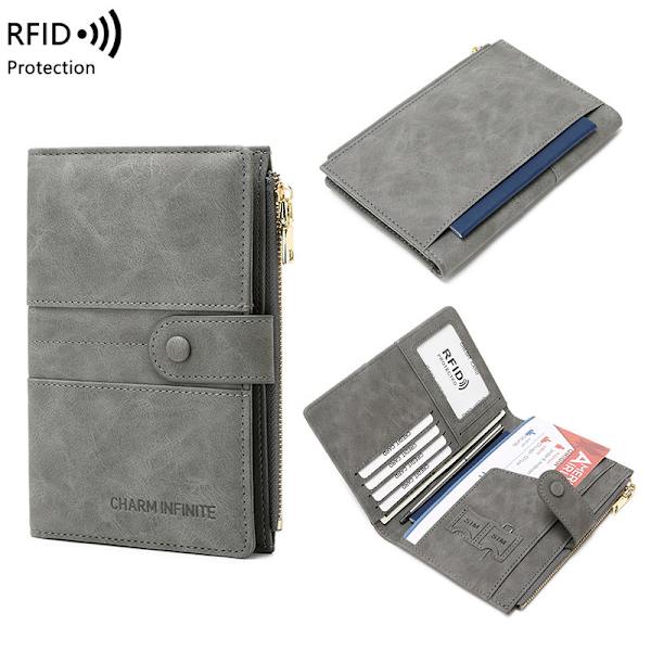 RFID-skyddad reseplånbok med passfodral Grå Grå