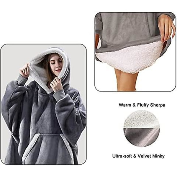 Oversized Hættetrøje Tæppe Bærbar Lamme Velvet Lazy Tæppe Sort black