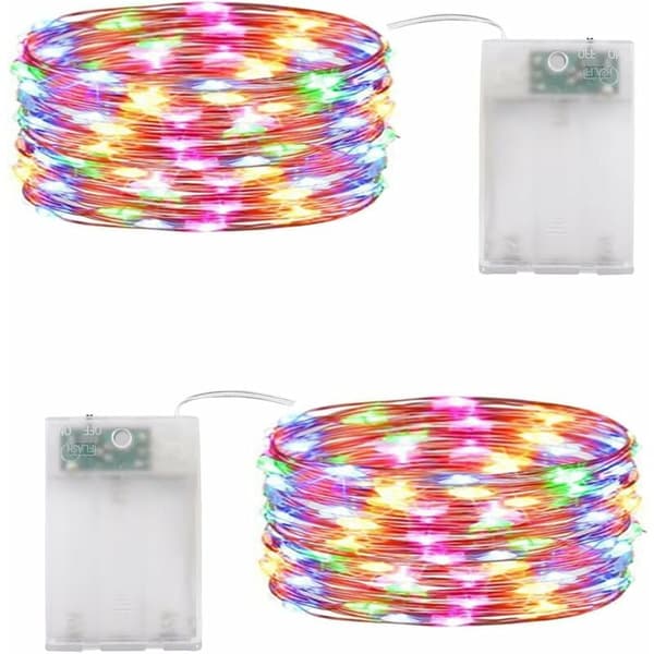 Julgransbelysning LED Multicolor Slinga 2-pack 10m 100 LED Batteridriven Slinga för Sovrum Jul Bröllopsfest Hem Trädgård