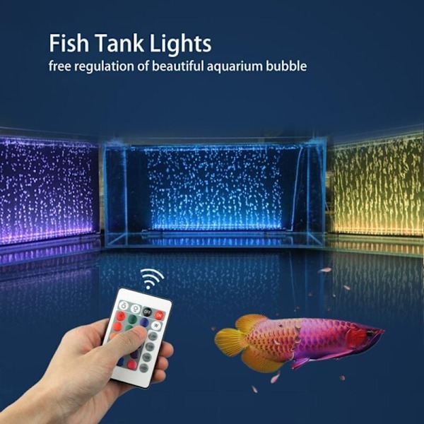Vandtæt Akvarielys med Fjernbetjening 5050 LED Farveskiftende med 24-Tasters Controller til Ferskvands- og Saltvandsakvarium 30cm..DEBUNS