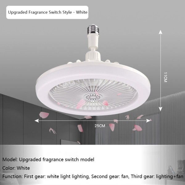 IC Smart Fjärrkontroll LED Fläktlampa E27 Skruv Sockel Justerbar Ljusbrytare Vit