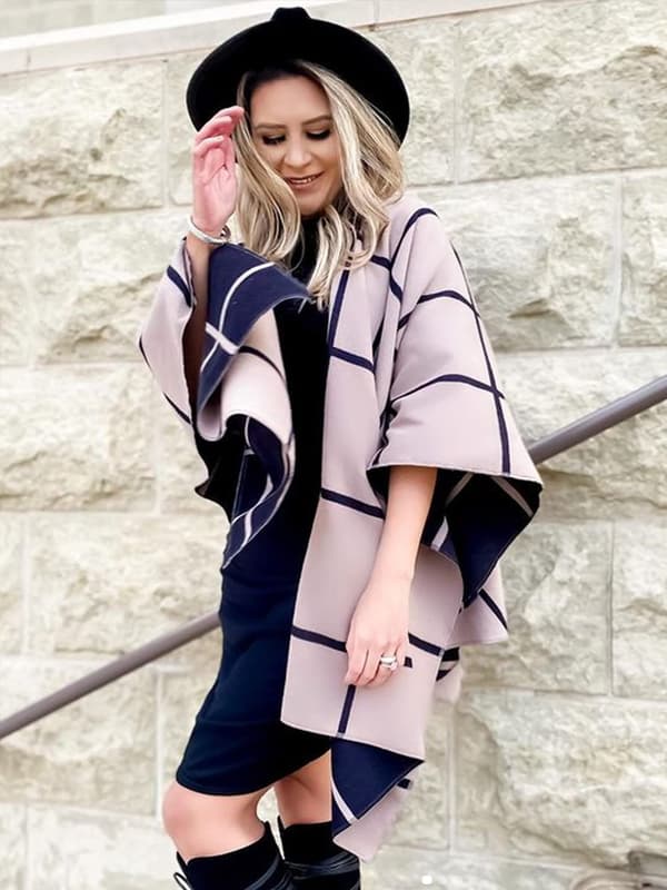 Kvinders kuvertponcho åben front cardigan med bælte til efterår vinter