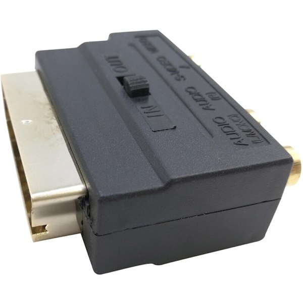 RGB Scart 21-stifts hane till 3 RCA AV hona-omvandlare + Videoadapter (Svart)