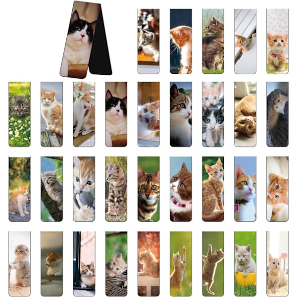 Värikkäät magneettiset kirjanmerkit, 30 kpl magneettiset kirjanmerkit, kirjanmerkit, magneettiset sivuklipsit, sivumerkit, kirjanmerkit, lapset Kitten