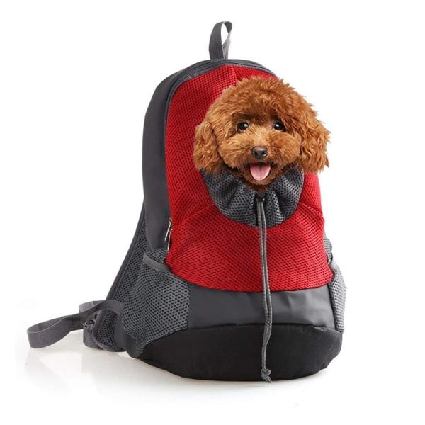 IC Kæledyrsbærer Rygsæk, Hunde Katte Frontpakke med Åndbart Head Out Design til Små og Mellemstore Hunde til Rejsevandring Udendørs - Rød - Lille