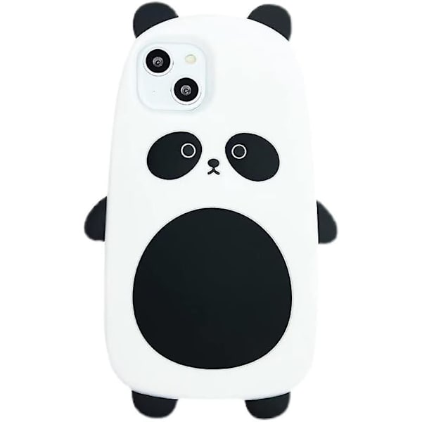 Apple iPhone 13 Super Tyk Blød Silikon Panda Etui Tegneserie Baby Dyr Sort og Hvid Farvevej Sød Sjov Sød Kawaii