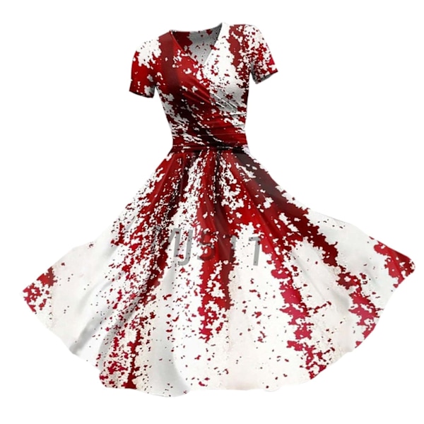 2024 Ny Halloween Blodig Blodig Perifer Klänning 12D Digitaltryck Åtsittande V-ringad Jumpsuit Type B M
