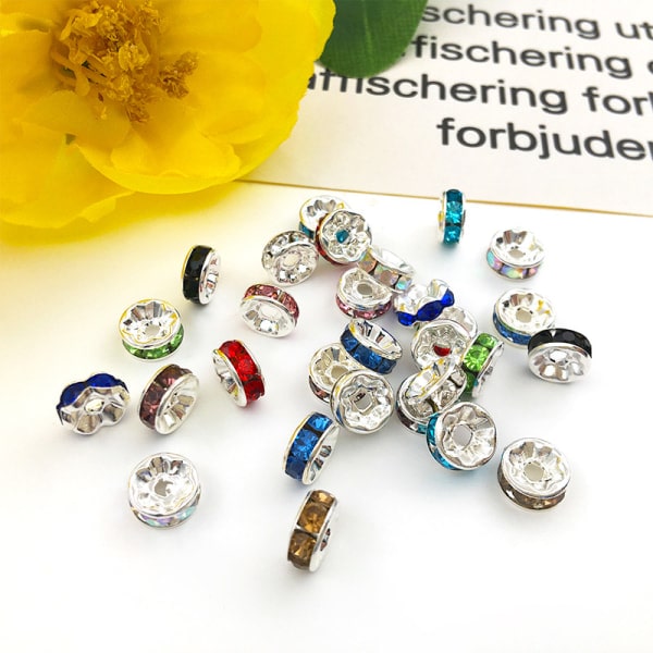 [Tilfældig stil] 100 smykketilbehør, diamantringe, perler, 8 mm
