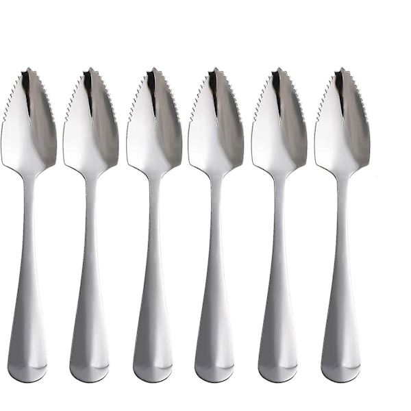 Sunrain Grapefruit Spoon Set 6 st matsked i rostfritt stål av livsmedelskvalitet, dessertsked, spegelblank fruktsked, tandad grapefruktbordsbestick, lämplig för